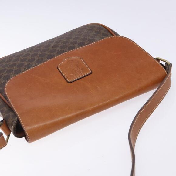 CELINE Macadam Canvas Shoulder Bag Pvc Leather Brown Gold - Picture 6 of 12